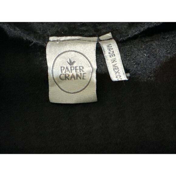 Paper Crane Shirt Medium Waffle Knit Drawstring Neck Waffle Long Sleeve Black - Picture 5 of 7